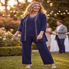 Beaded 3-Piece Cardigan Pant Suit image number 0