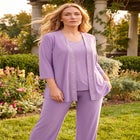 Beaded 3-Piece Cardigan Pant Suit image number 2