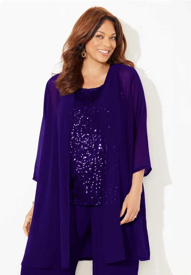 3-Piece Sequin Tank Pant Suit image number 3