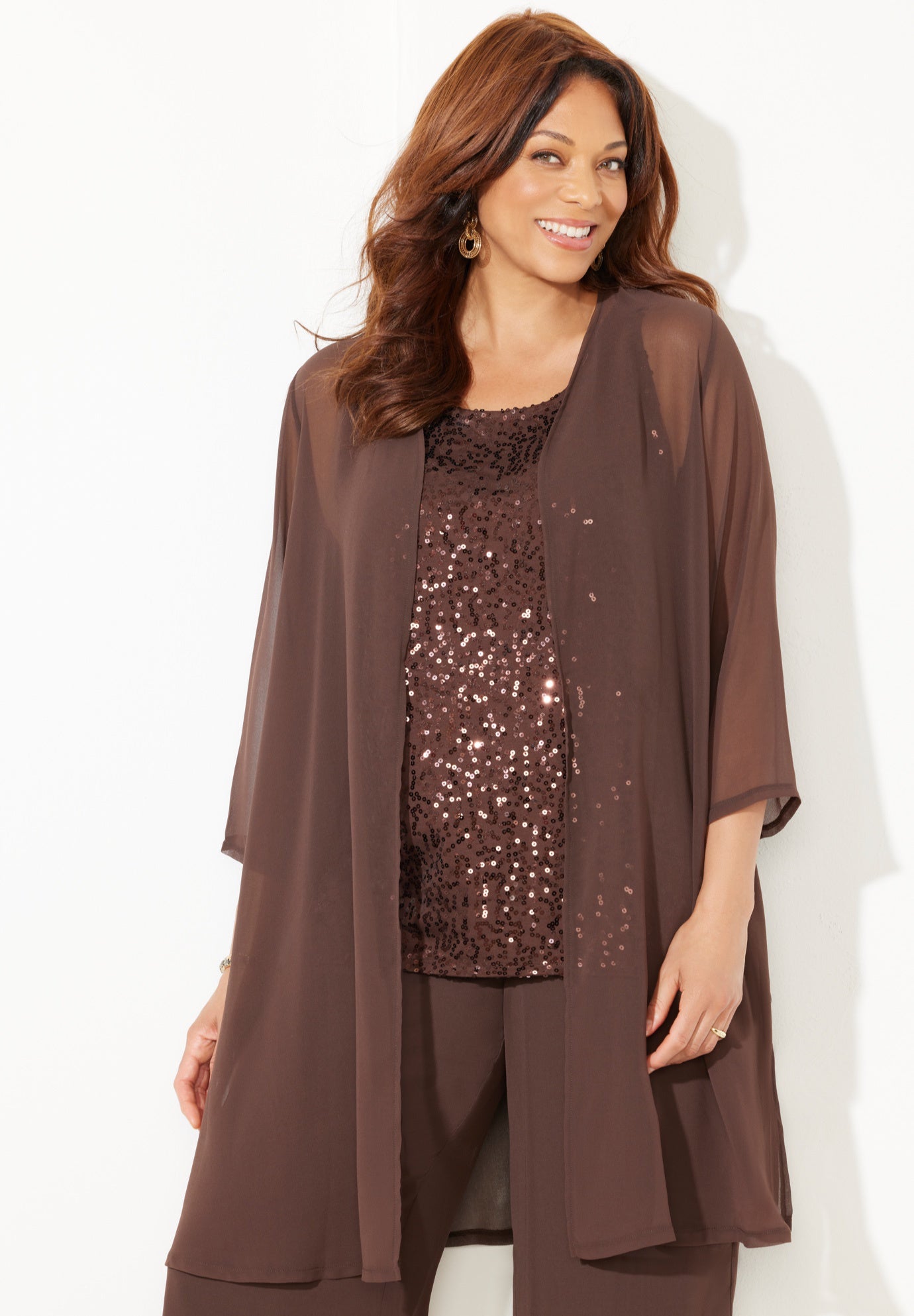 3-Piece Sequin Tank Pant Suit image number 3