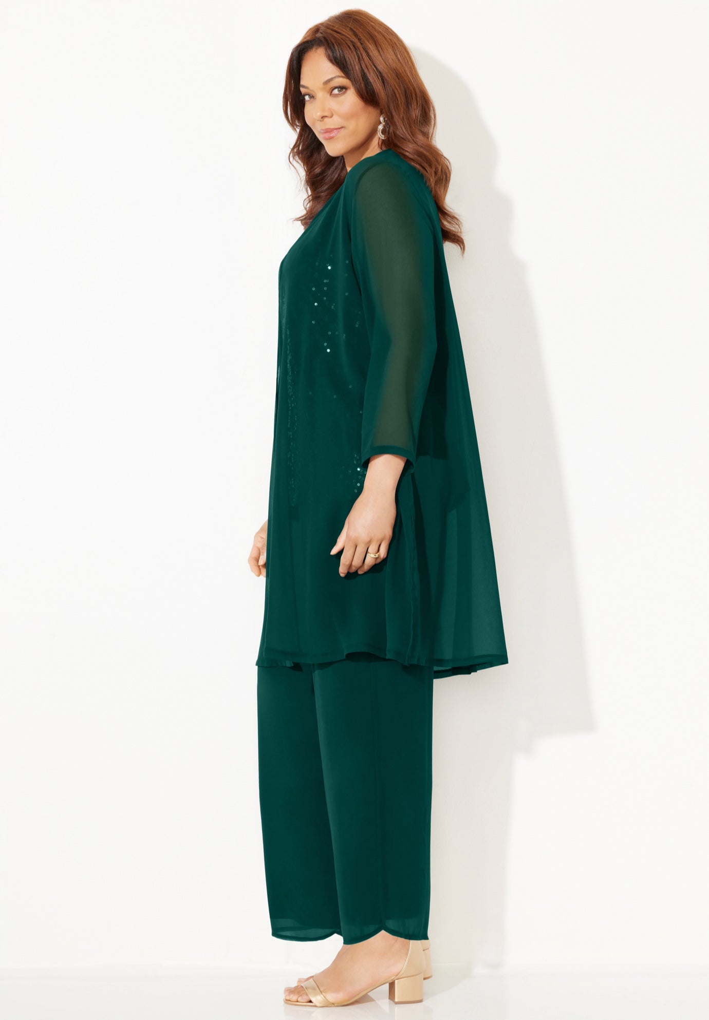 3-Piece Sequin Tank Pant Suit image number 3