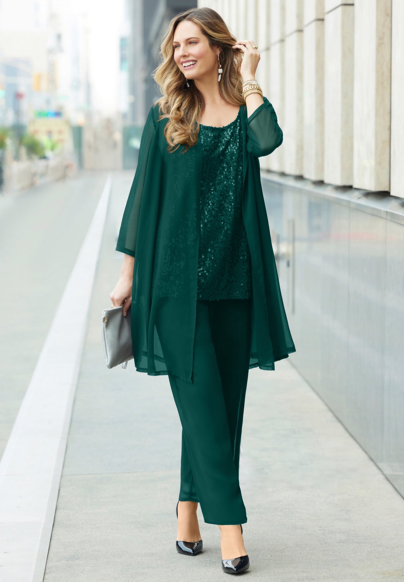 3-Piece Sequin Tank Pant Suit image number 0