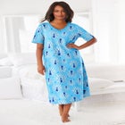 V-Neck Short Sleeve Midi Cotton Sleep Shirt image number null