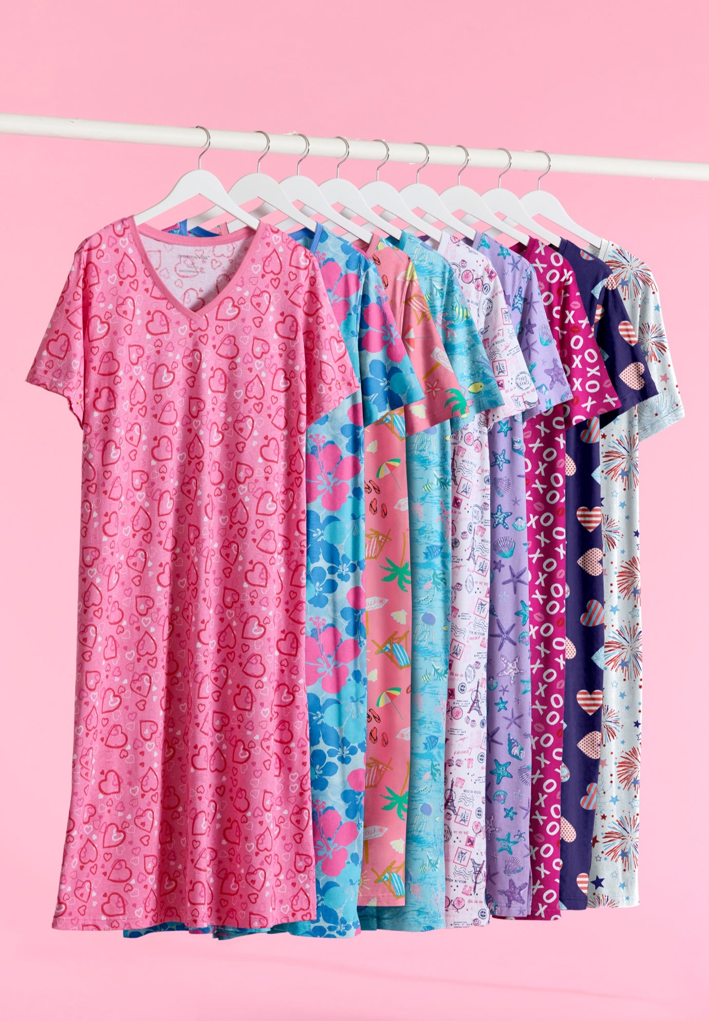 V-Neck Short Sleeve Midi Cotton Sleep Shirt image number 8