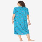 V-Neck Short Sleeve Midi Cotton Sleep Shirt image number null