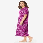V-Neck Short Sleeve Midi Cotton Sleep Shirt image number null