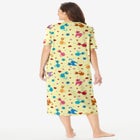 V-Neck Short Sleeve Midi Cotton Sleep Shirt image number 1