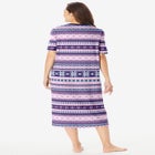 V-Neck Short Sleeve Midi Cotton Sleep Shirt image number 1