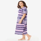 V-Neck Short Sleeve Midi Cotton Sleep Shirt image number 2
