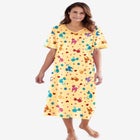 V-Neck Short Sleeve Midi Cotton Sleep Shirt image number 0