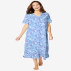 V-Neck Short Sleeve Midi Cotton Sleep Shirt image number null