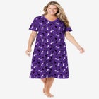 V-Neck Short Sleeve Midi Cotton Sleep Shirt image number null