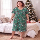 V-Neck Short Sleeve Midi Cotton Sleep Shirt image number 0