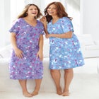 V-Neck Short Sleeve Midi Cotton Sleep Shirt image number 5