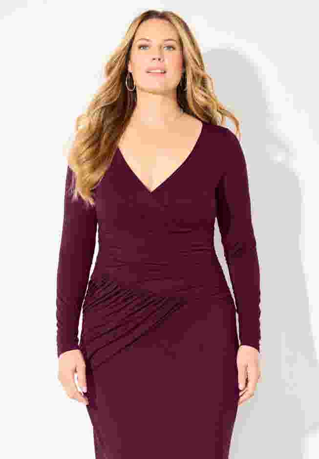Curvy Collection Draped Midi Dress image number 3