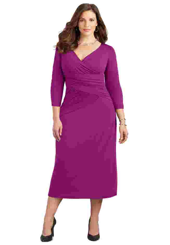 Curvy Collection Draped Midi Dress image number 0