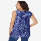 Perfect Printed Sleeveless Shirred V-Neck Tunic image number 1