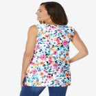 Perfect Printed Sleeveless Shirred V-Neck Tunic image number 1