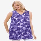 Perfect Printed Sleeveless Shirred V-Neck Tunic image number null
