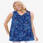 Perfect Printed Sleeveless Shirred V-Neck Tunic image number 0