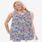 Perfect Printed Sleeveless Shirred V-Neck Tunic image number null
