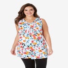 Perfect Printed Sleeveless Shirred V-Neck Tunic image number 0