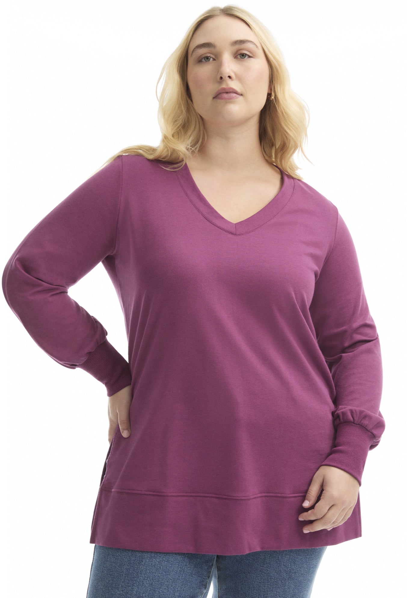 V-Neck French Terry Sweatshirt image number 0