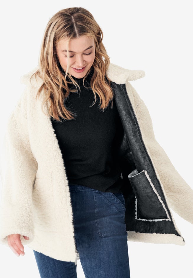 Reversible Faux Suede Sherpa Jacket image number null