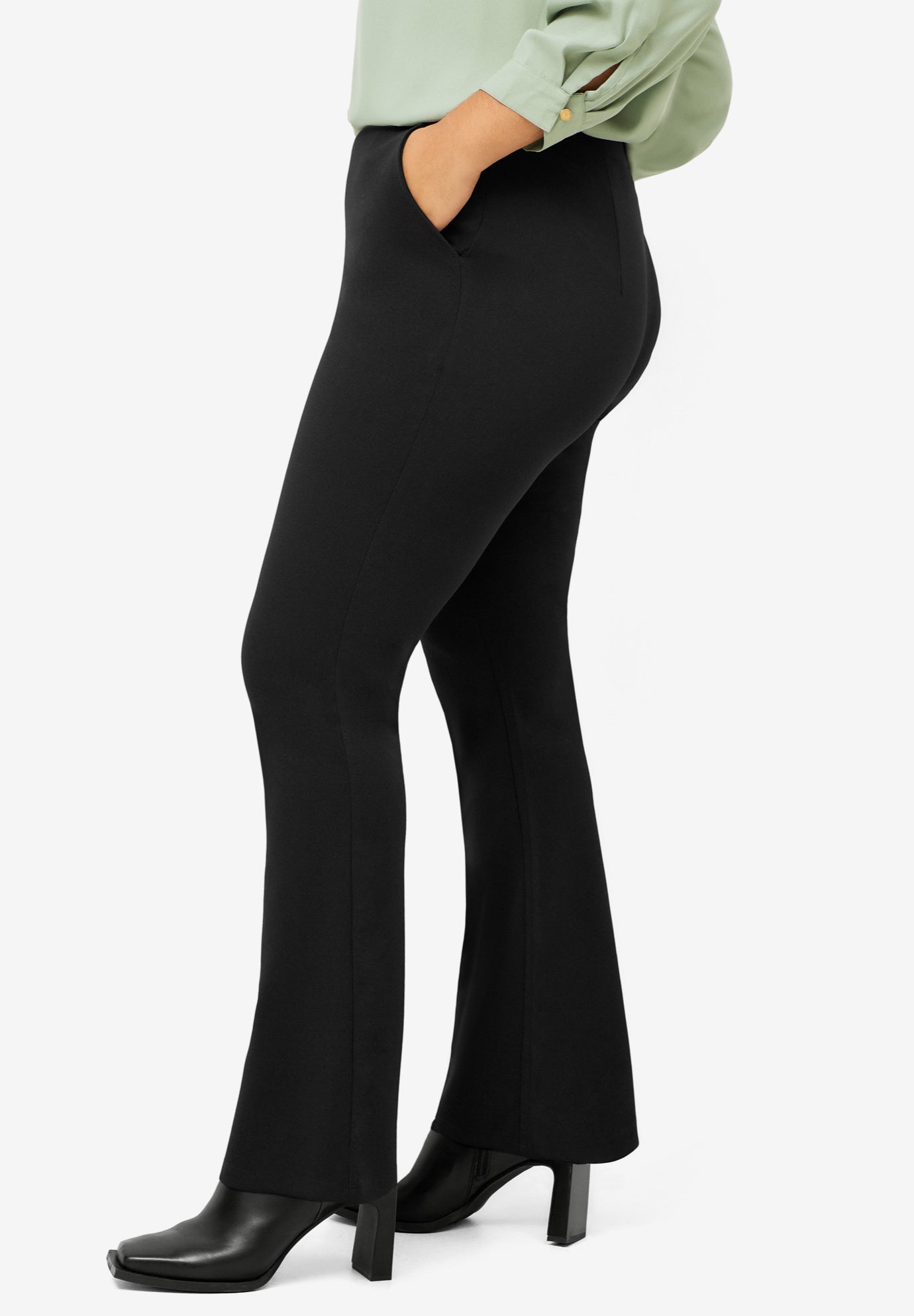 Knit Bootcut Pants With Pockets image number 2