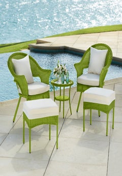 Roma Hand-Woven Resin Wicker Stacking Chair with Toss Pillow & Seat Cushion