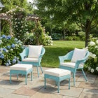 Roma Hand-Woven Resin Wicker Stacking Chair with Toss Pillow & Seat Cushion image number null