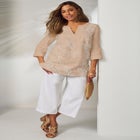 Linen V-Neck Embroidered Tunic image number null