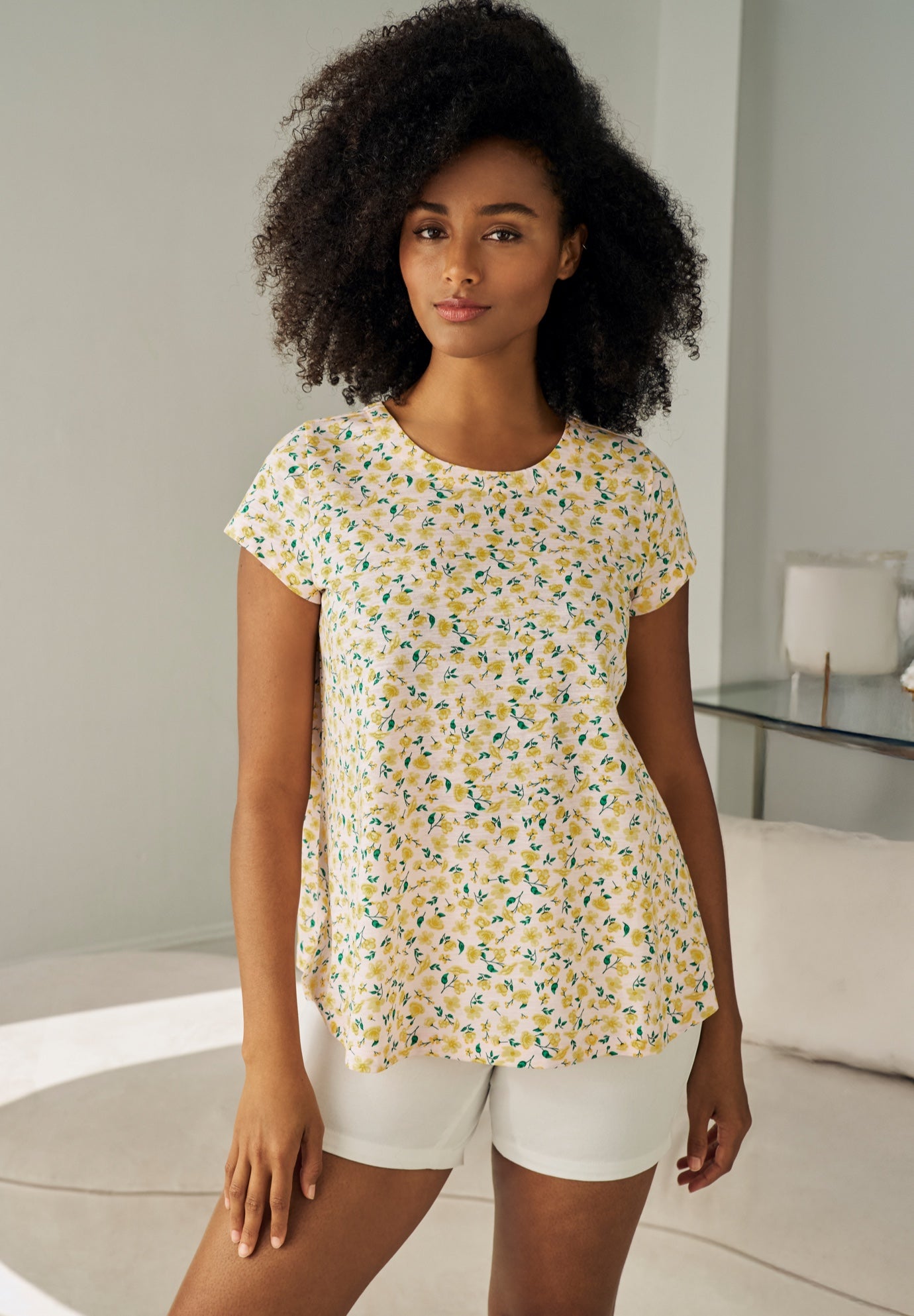 Cotton Jersey Slub Cap Sleeve Trapeze Tee image number 0