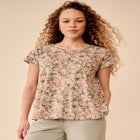 Cotton Jersey Slub Cap Sleeve Trapeze Tee image number null