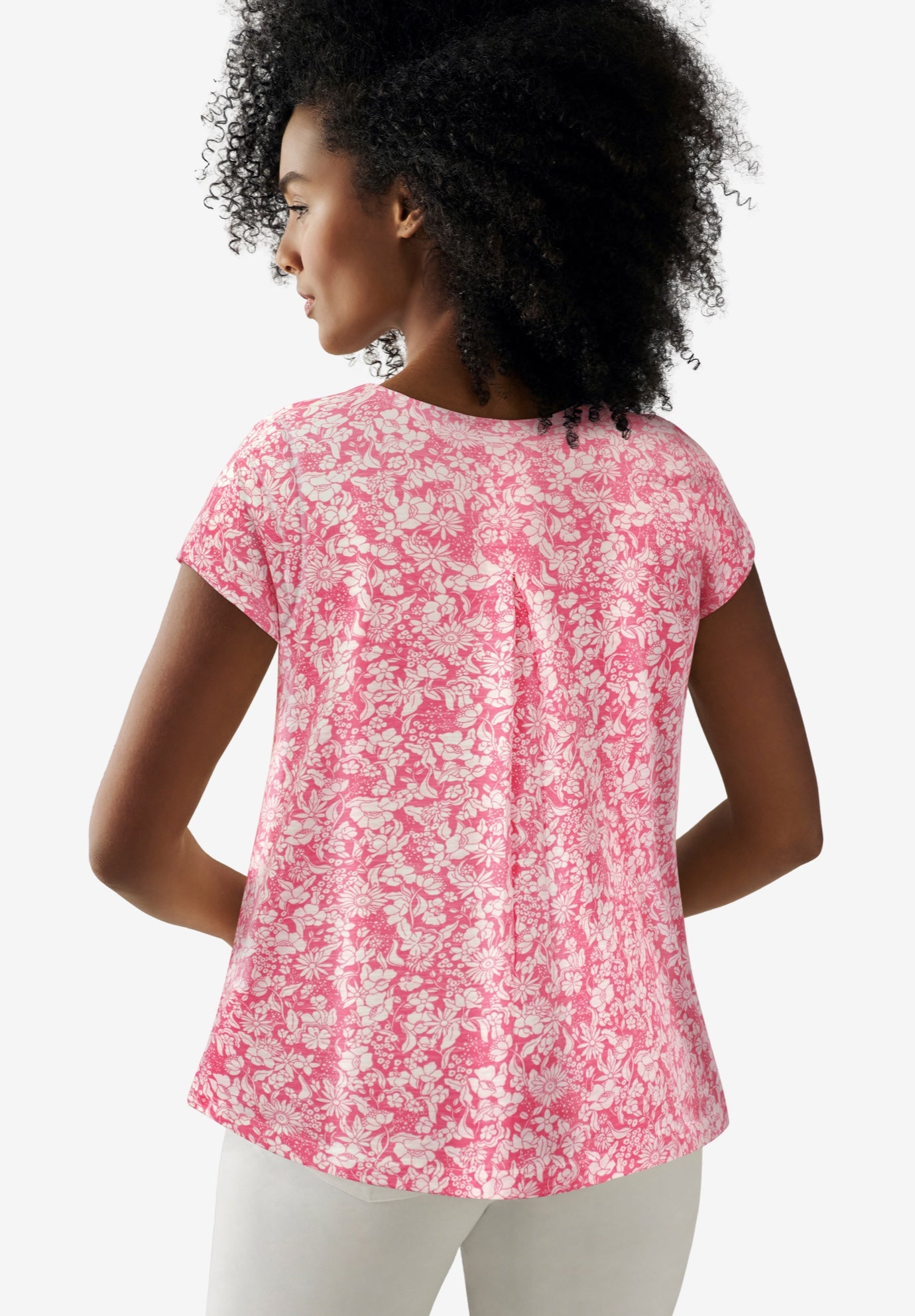 Cotton Jersey Slub Cap Sleeve Trapeze Tee image number 1