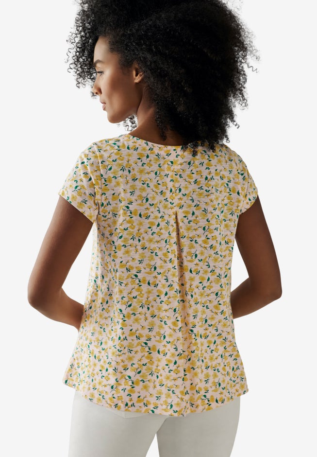 Cotton Jersey Slub Cap Sleeve Trapeze Tee image number 1