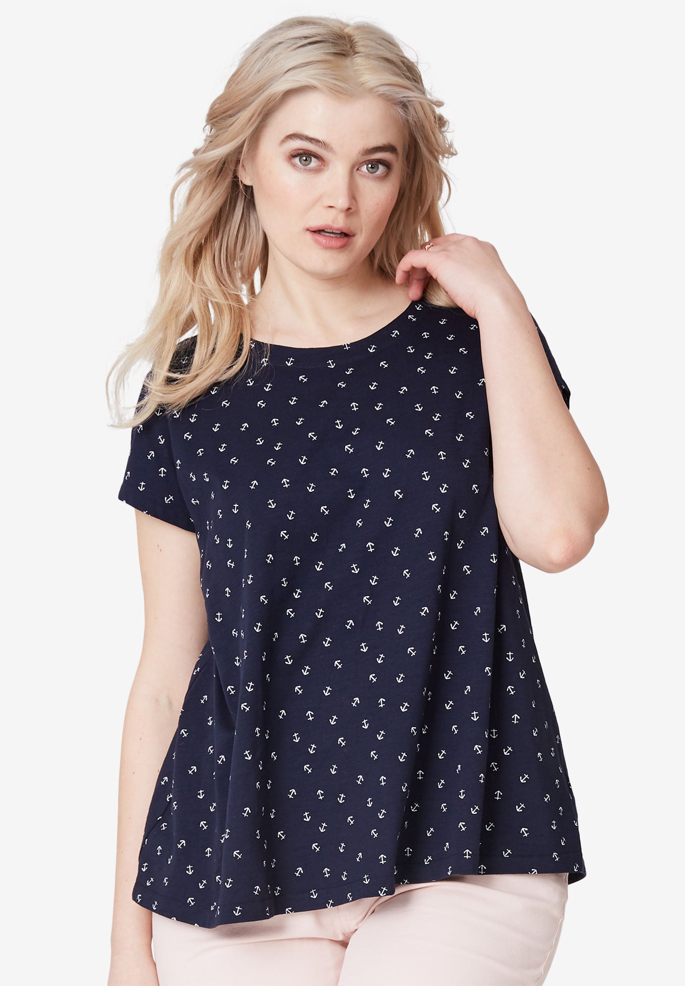 Cotton Jersey Slub Cap Sleeve Trapeze Tee image number 0