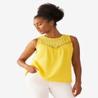 100% Cotton Crochet Scoop Neck A-Line Tank image number null
