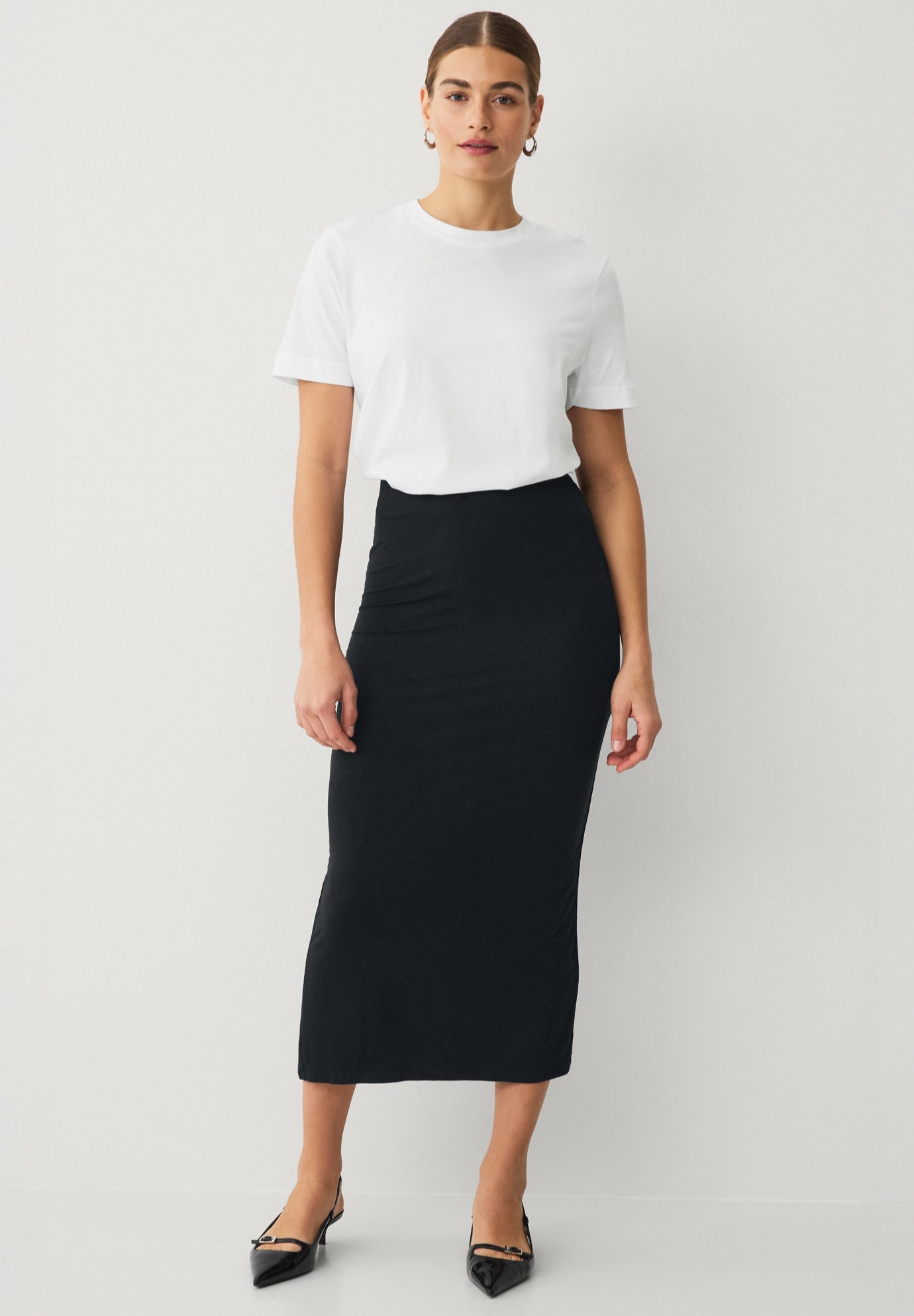 Stretch Knit Pull On A Line Maxi Skirt image number 0