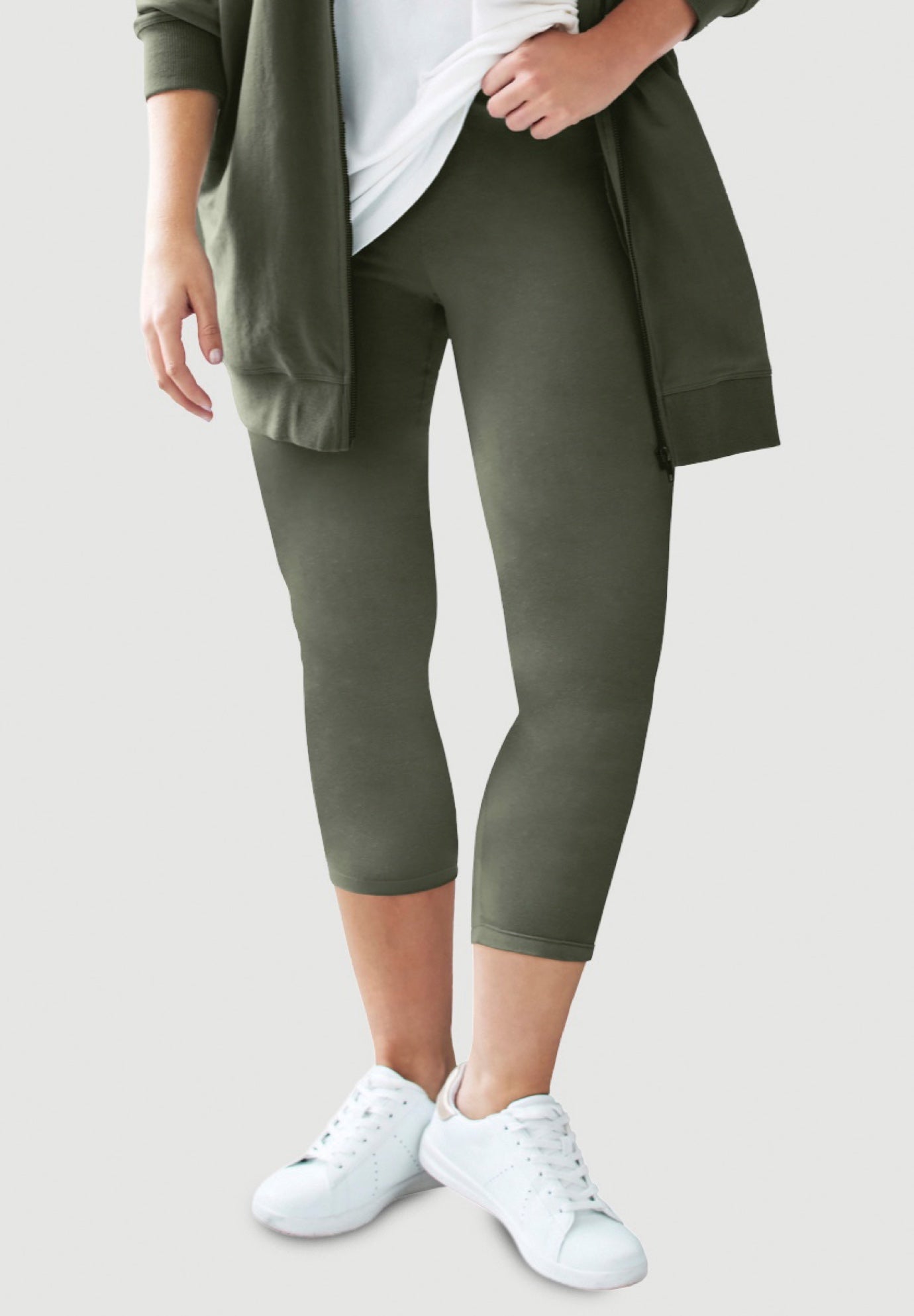 Cotton Spandex Capri Length Leggings image number 0
