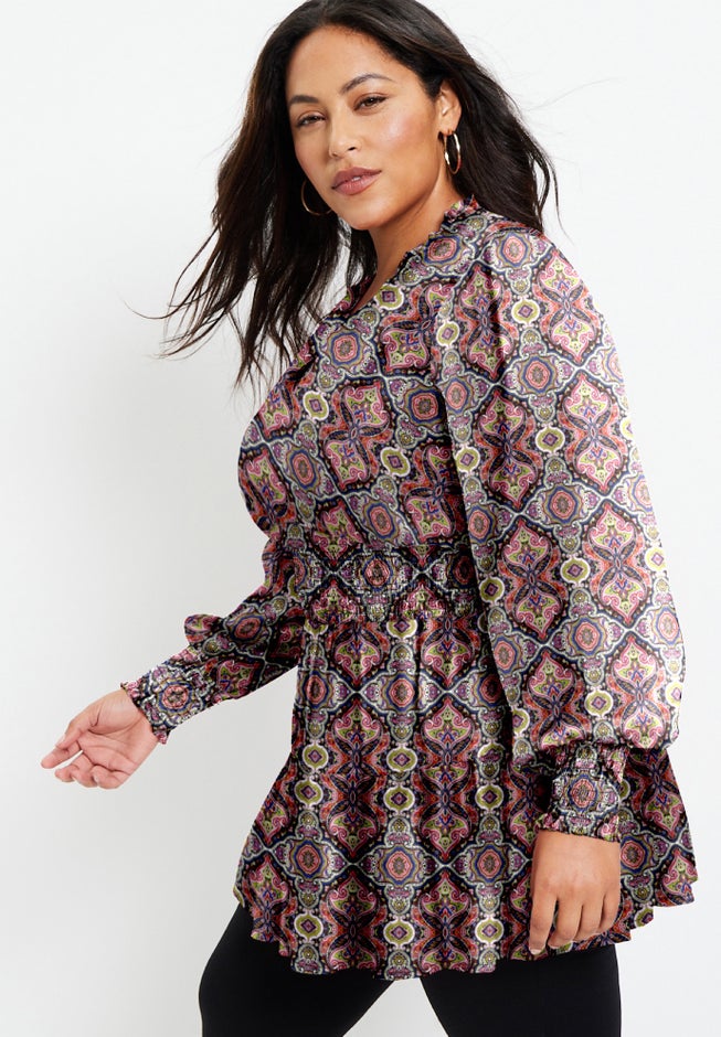 Smocked Georgette Tunic image number 4