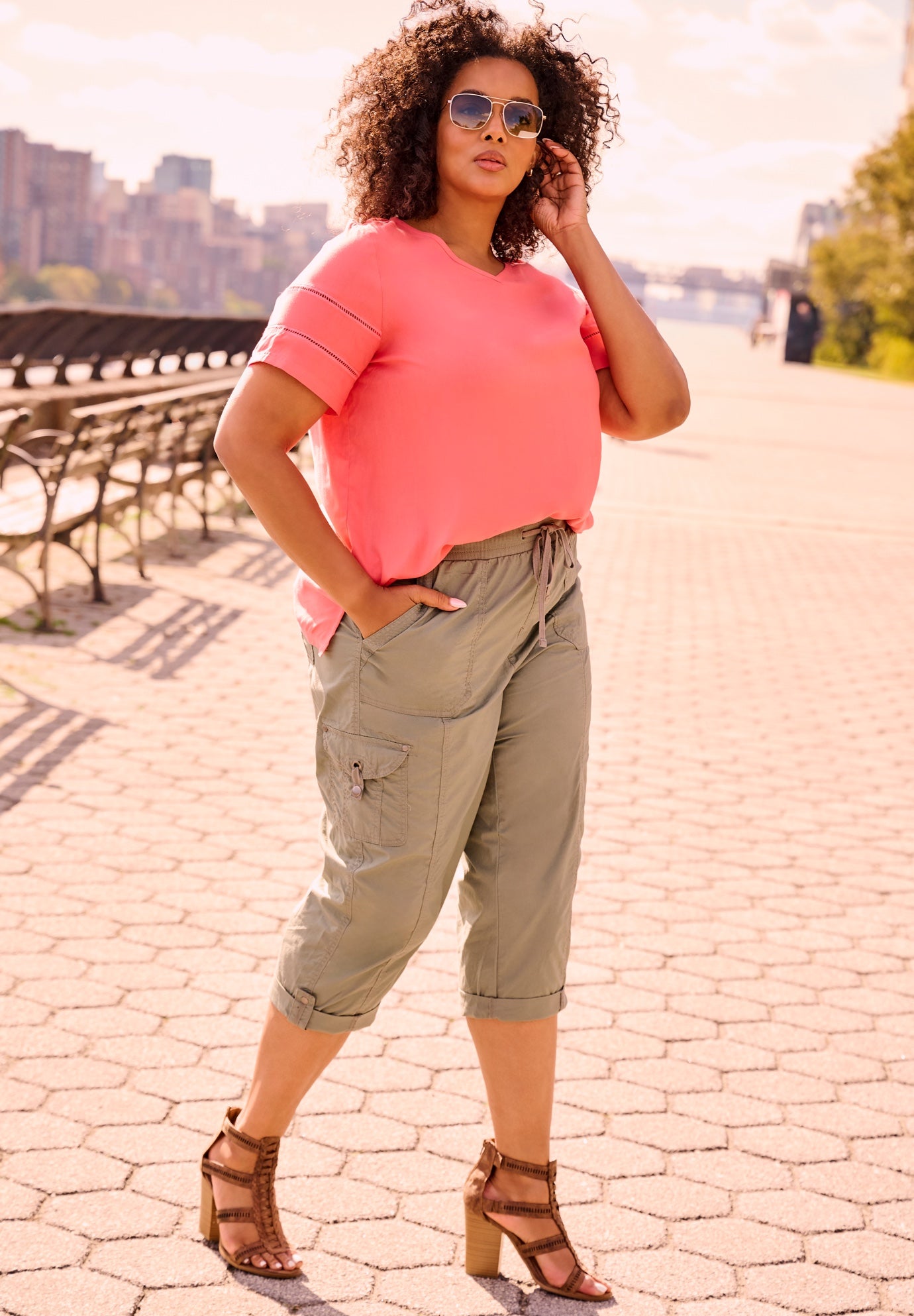 Openwork Trim Short Sleeve Top image number 1