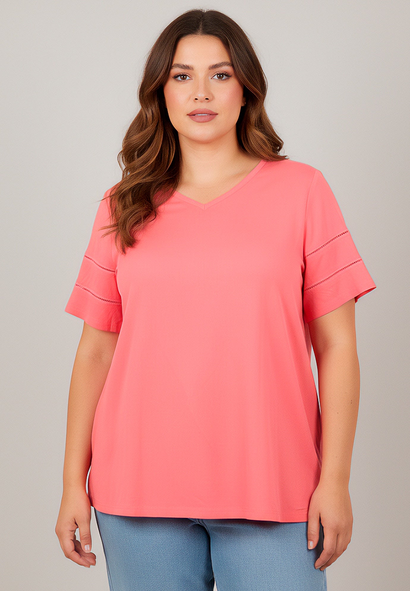 Openwork Trim Short Sleeve Top image number 0