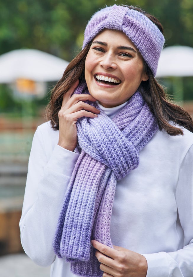 Ombre Knitted Headband and Scarf Set. image number 2