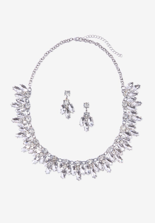 Rhinestone Earring and Necklace Set. image number null