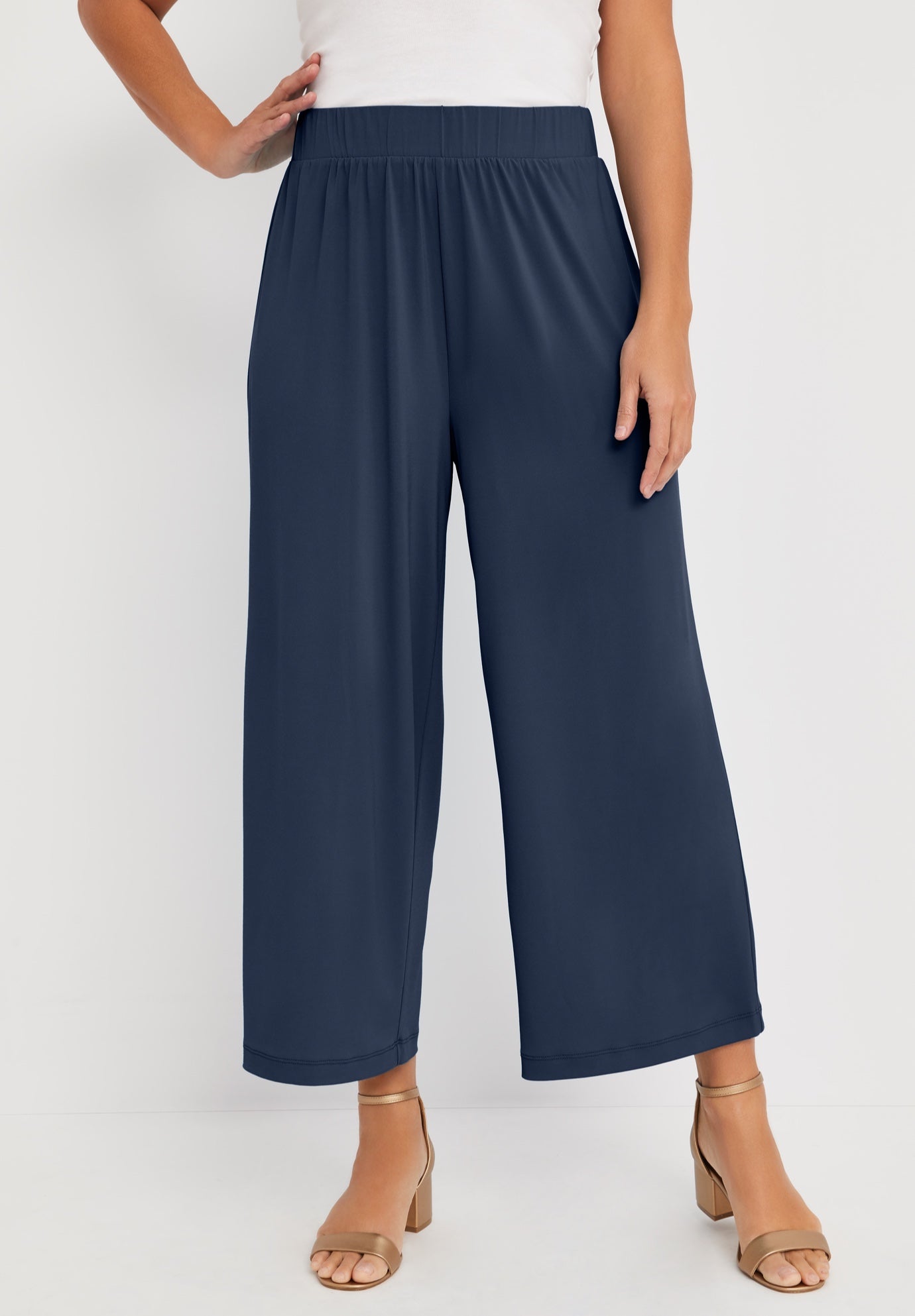 Stretch Knit Wide Leg Crop Pant image number 0