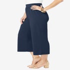 Stretch Knit Wide Leg Crop Pant image number null