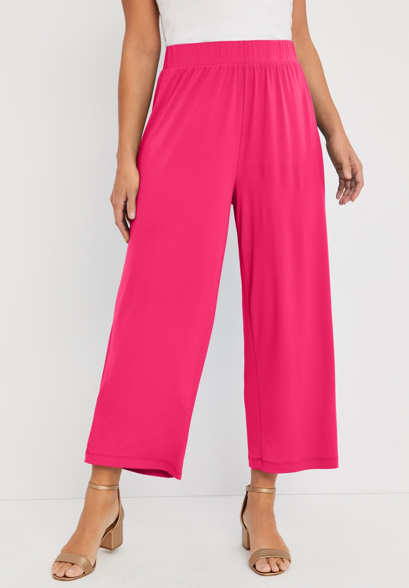 Stretch Knit Wide Leg Crop Pant image number 0