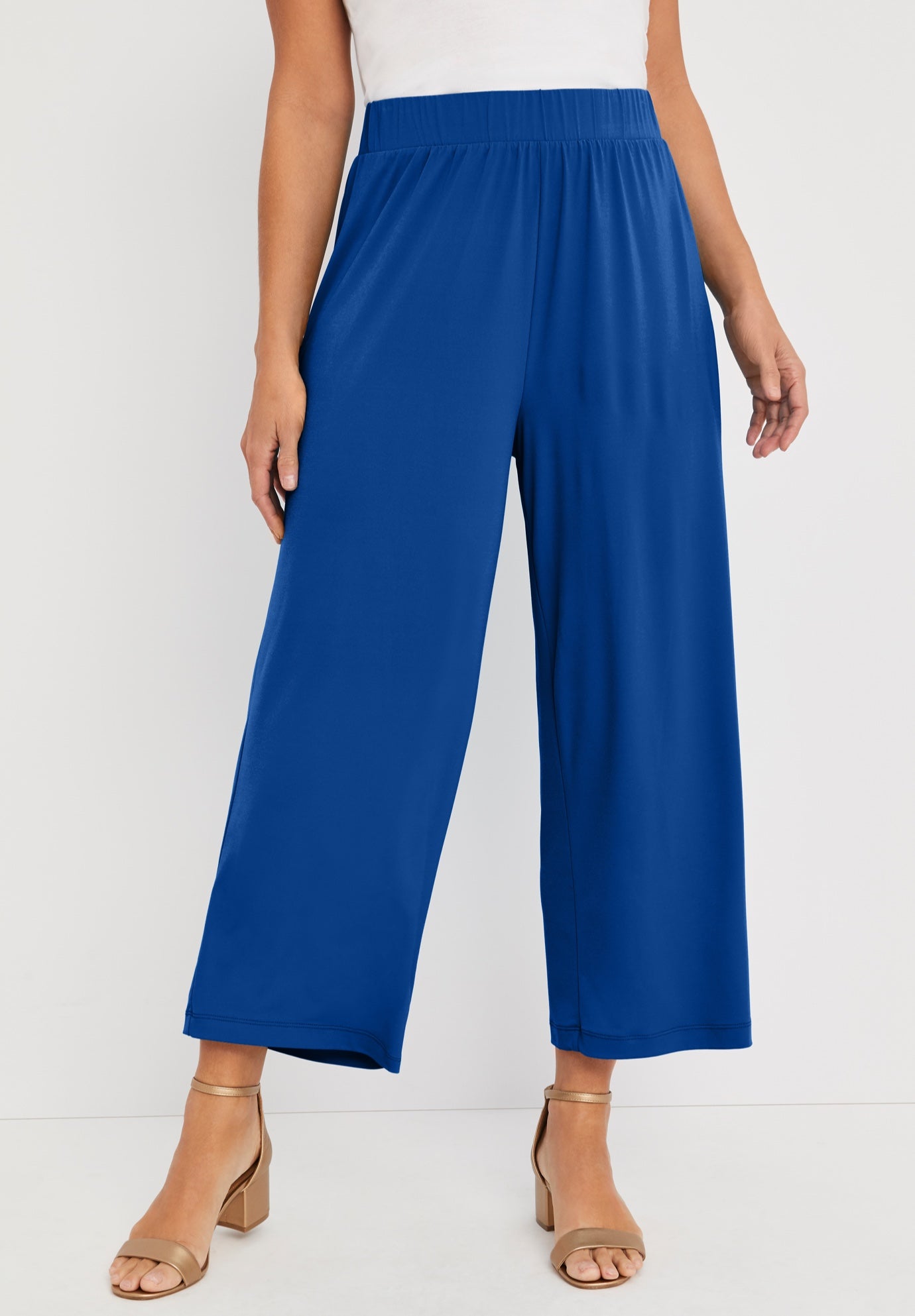 Stretch Knit Wide Leg Crop Pant image number 0