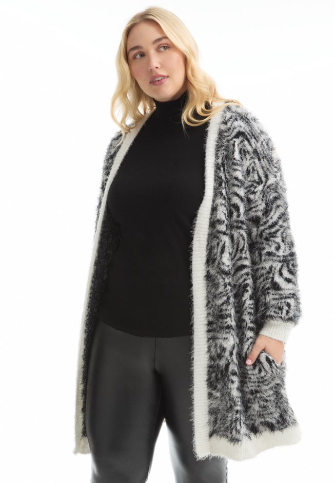 Leopard-Print Eyelash Cardigan image number 2